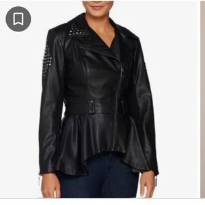 G.I.L.I. Faux Leather Peplum Motorcycle Jacket 10